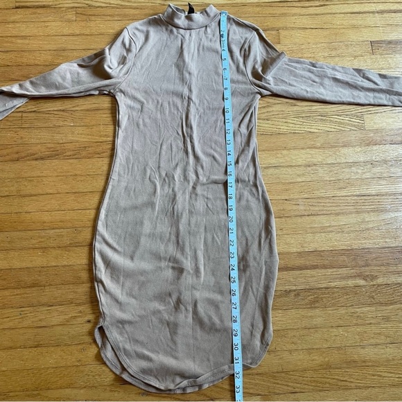 Forever 21 Women’s Tan Long Sleeve Mock Neck Mini Bodycon Dress Medium - Picture 10 of 10